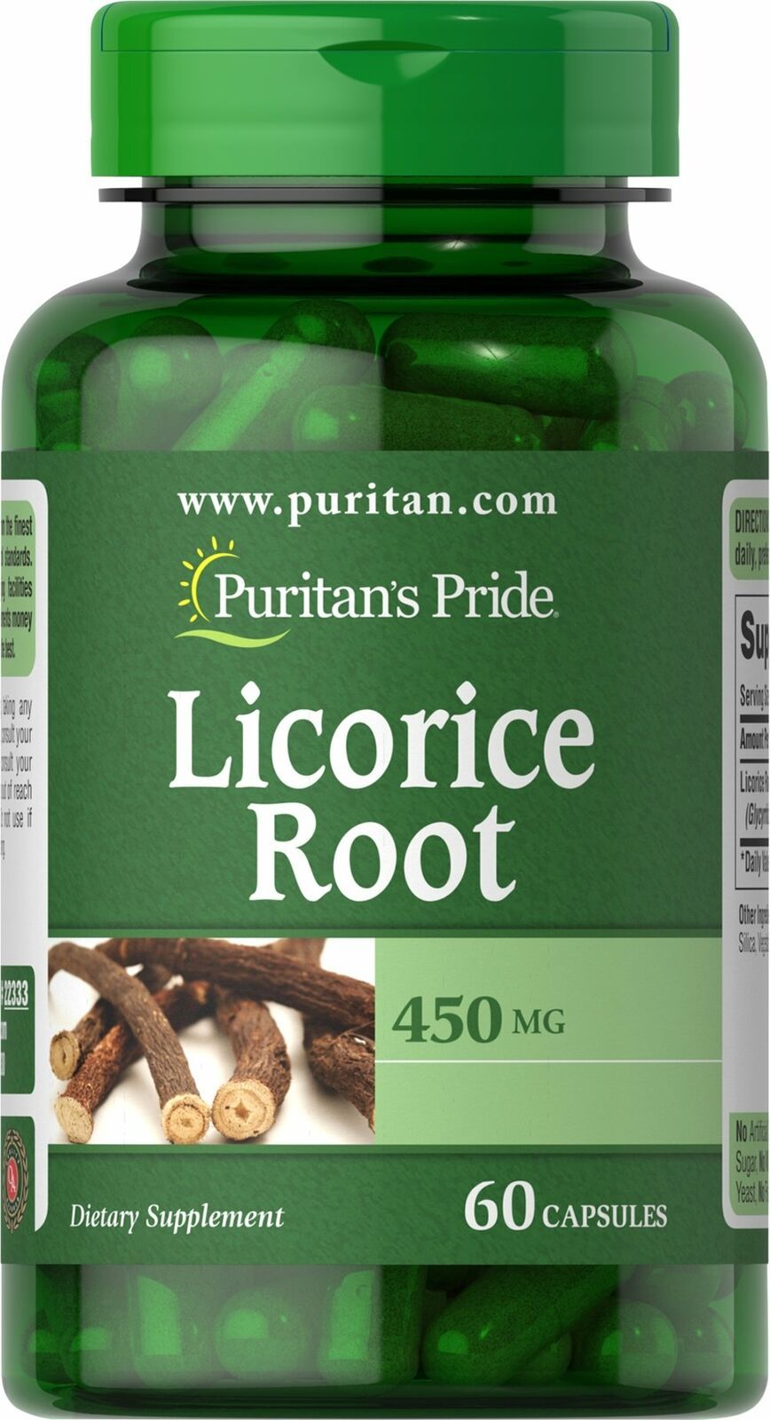 Puritan's Pride Licorice Root 450 mg60 Capsules Vitamins & Lifestyle