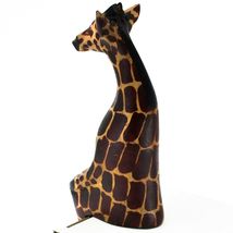 Hand Carved Jacaranda Wood Ledge Lounging Sitting Giraffe Figure Made in Kenya image 3