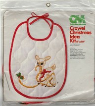 Vintage 1975 Crewel Christmas Idea Kit Cross Stitch Reindeer Bib Sealed  - $16.57