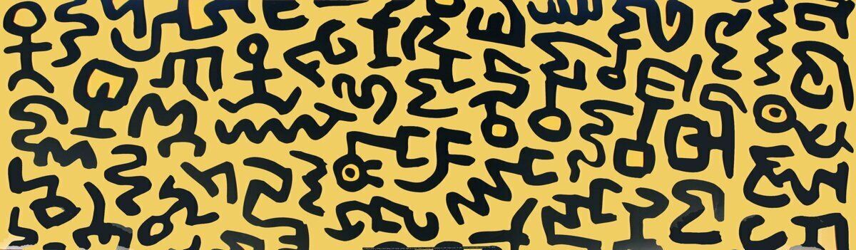 KEITH HARING Untitled (1990) 13 x 37.5 Poster Pop Art Yellow, Black