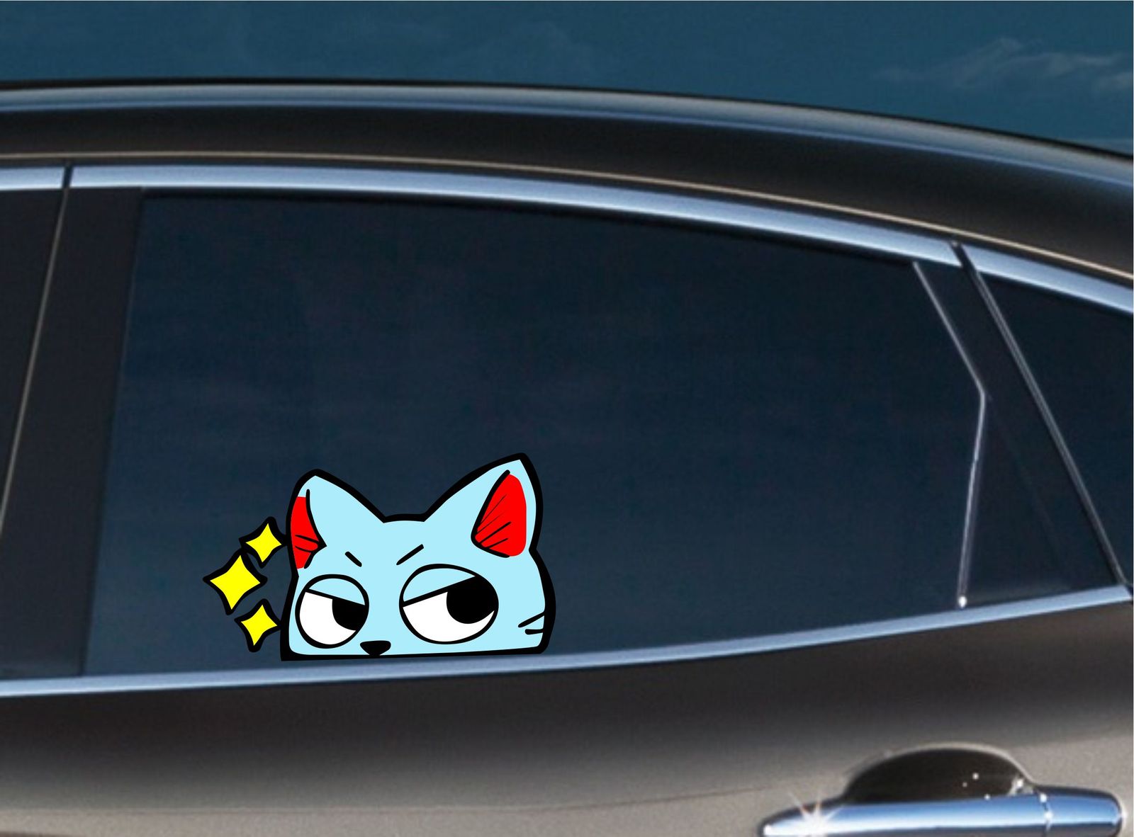 Happy Fairy Tail Peeker Peeking Window Vinyl Decal Anime Cat Stickers