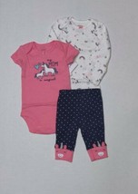 Carter's 3 Piece Unicorn Set For Girls 3 6 or 9 Months Mom is Magical Glitter - $11.95