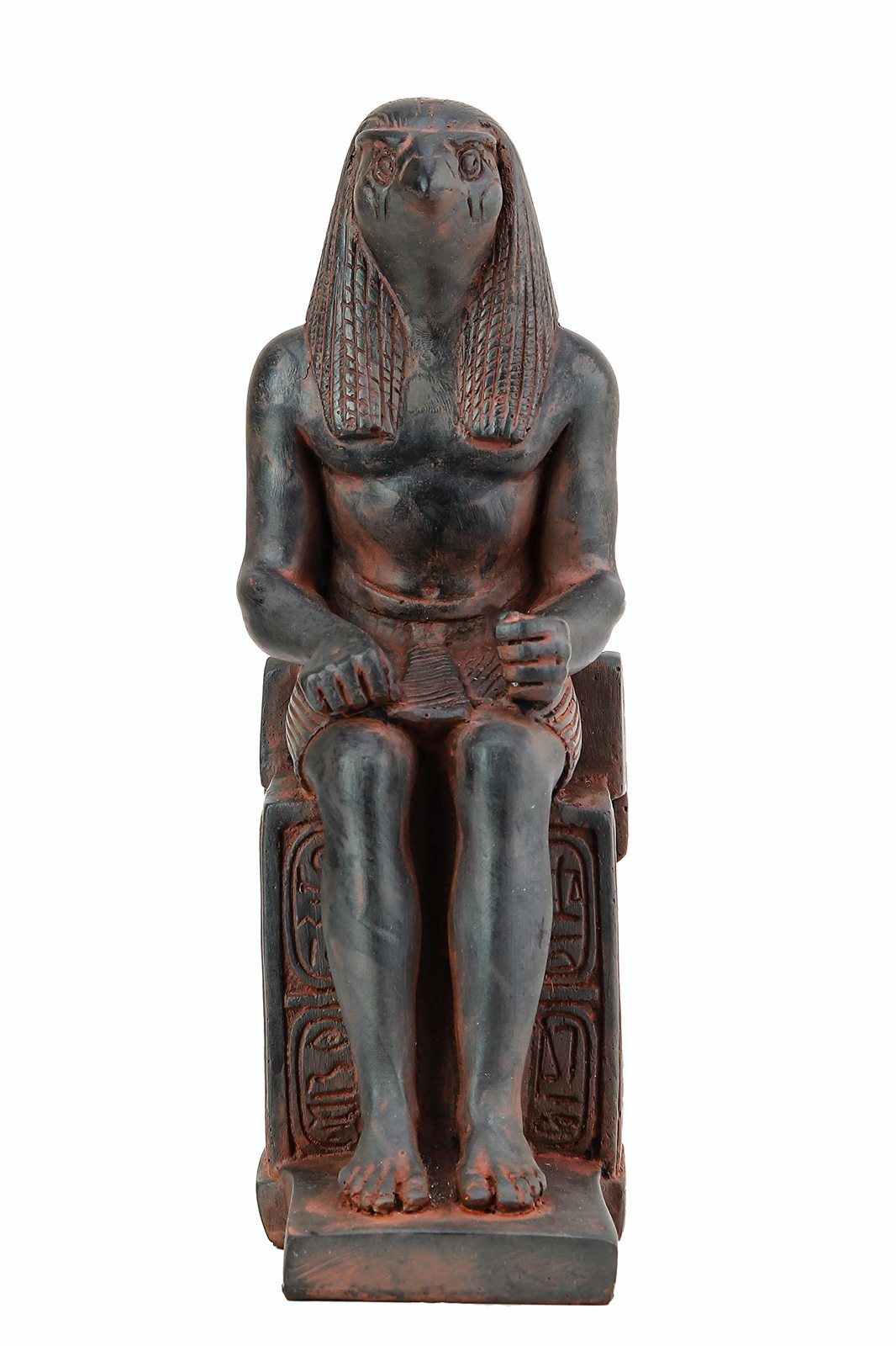 Ancient Egyptian God Horus seated statue heavy made in Egypt. Horus was a god in