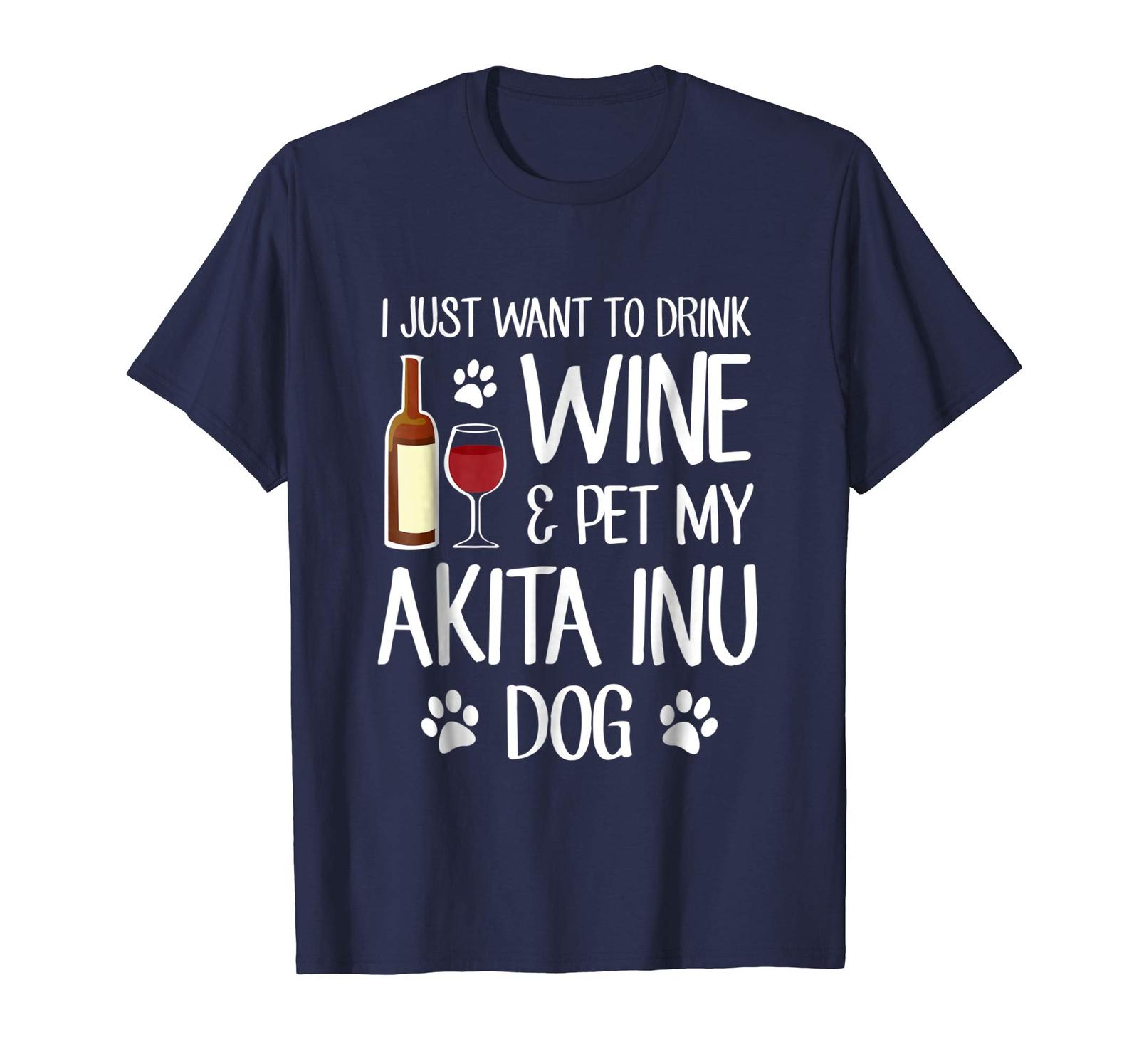 Dog Fashion - Wine and Akita Inu Dog Shirt Dog Mom or Dog Dad Gift Men
