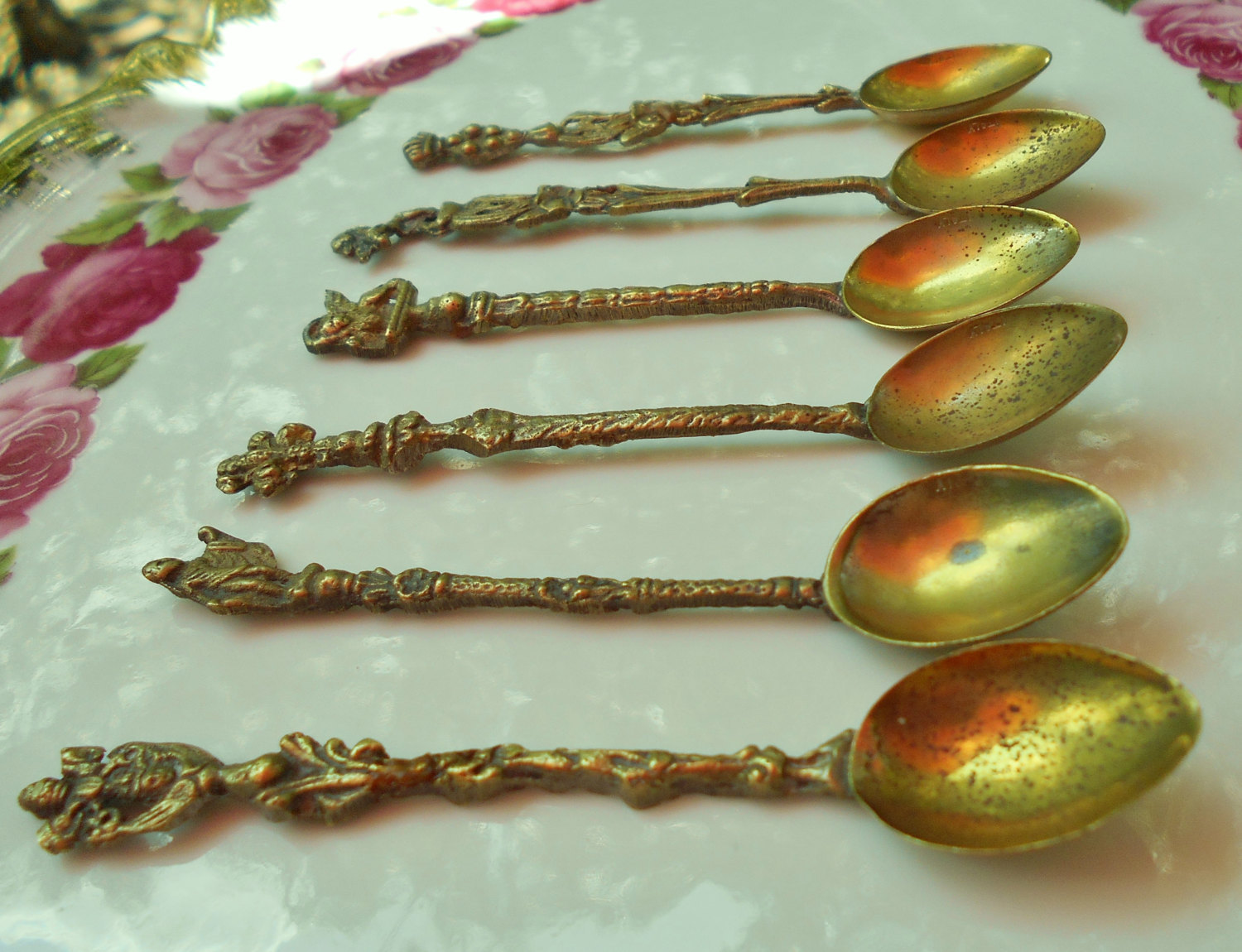 Antique Brass Silver Decorative Collectible Demitasse salt spoons