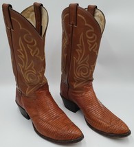 Justin Exotic Lizard Skin Peanut Brown Leather Western Cowboy Boots Men&#39;... - $128.69