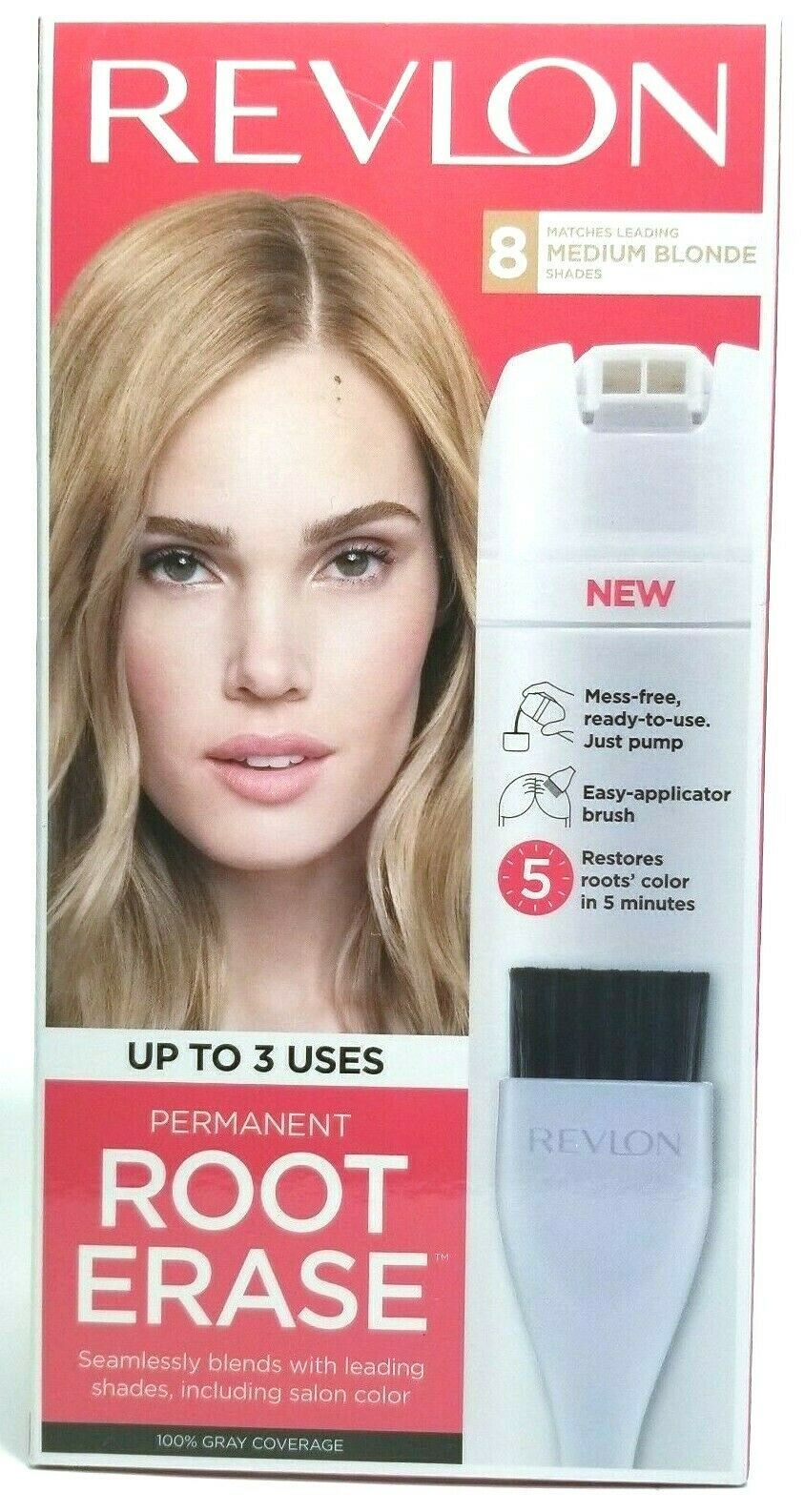 Revlon Permanent Root Erase #8 Medium Blonde Up to 3 Applications Root ...