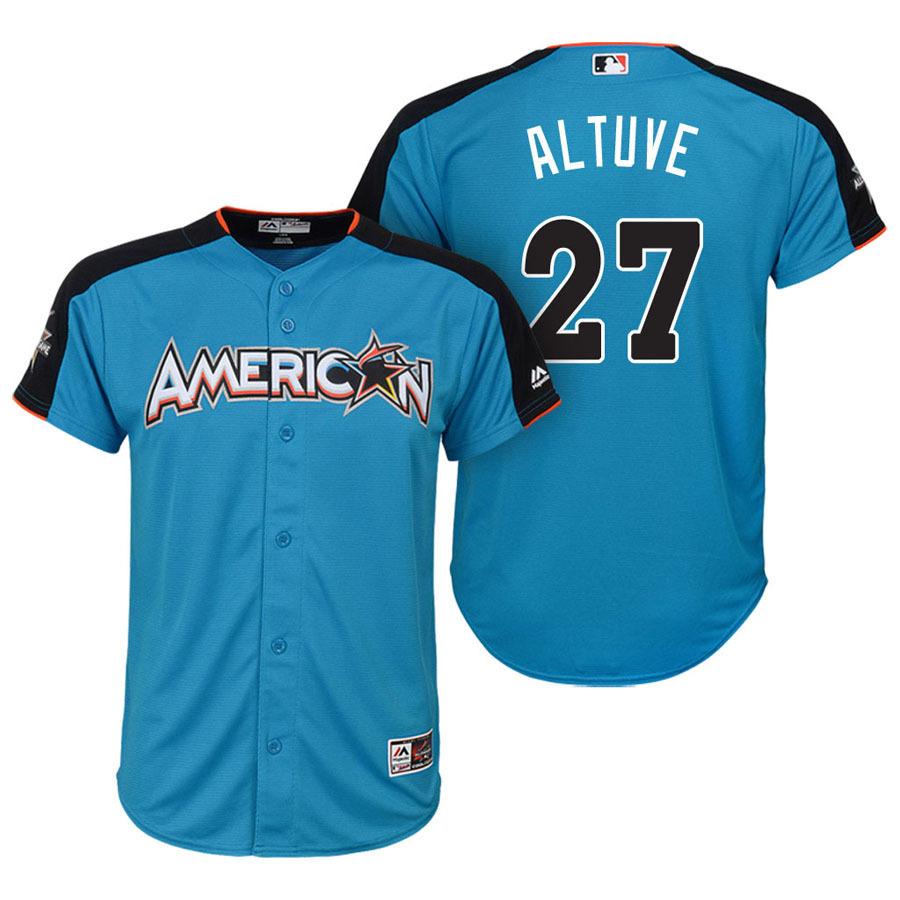 Youth/Kids Houston Astros Baseball 27 Jose Altuve Jersey Blue Stitched