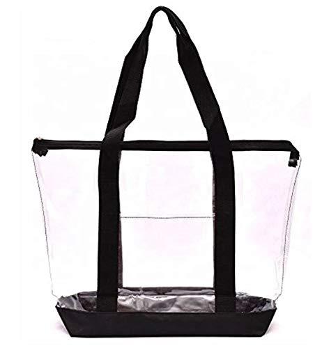 large clear tote bag with zipper closure