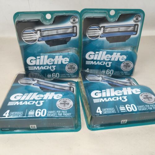 4 Packs Of 4 Gillette Mach 3 Turbo Men's Razor Blades Refill Cartridges 16 Total