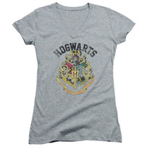Harry Potter Hogwarts Distressed Logo V Neck Baby Doll Juniors Shirt NEW... - $19.99