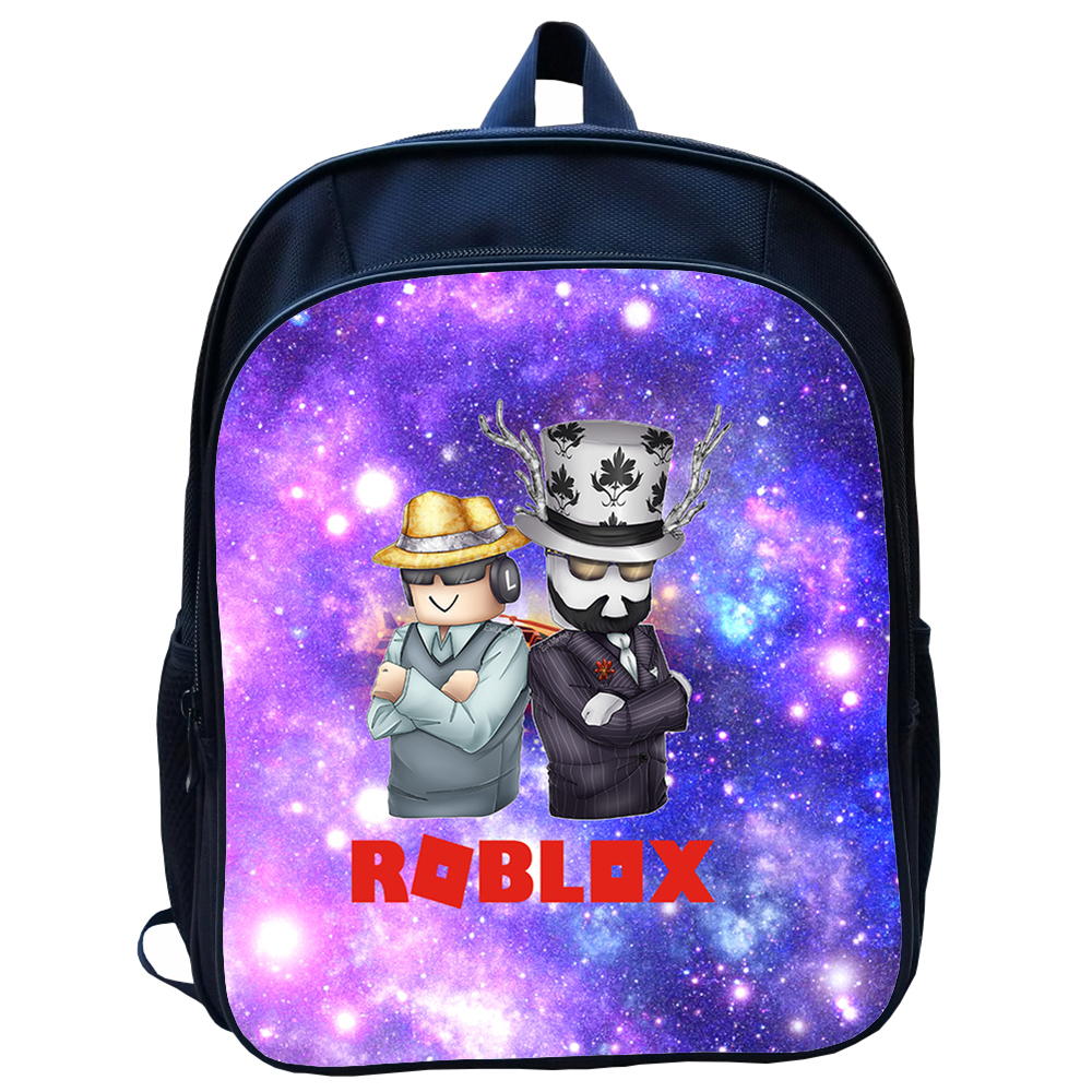 WM Roblox Kid Child Backpack Daypack Schoolbag Bookbag Two Bag Top Hat ...