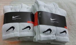 12 Pairs Nike Kids' Cotton Cushioned Crew Socks, White Color, Sz. M 3-5Y(US) - $42.56
