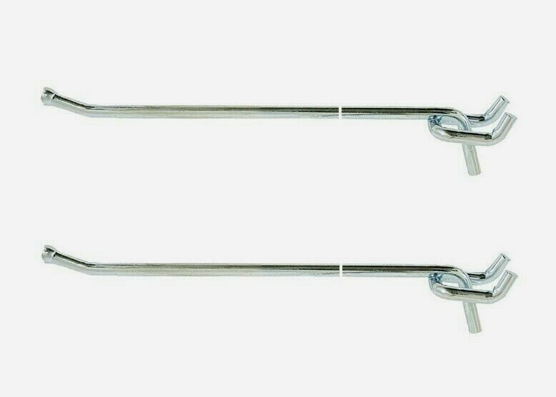 2 pk~ Crawford 10 STRAIGHT HOOK Double Prong 1/4 Peg Board Tools Lawn 14510-75