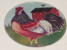 Rooster &amp; Farm Glass Cutting Board 8&quot; Round - $14.01