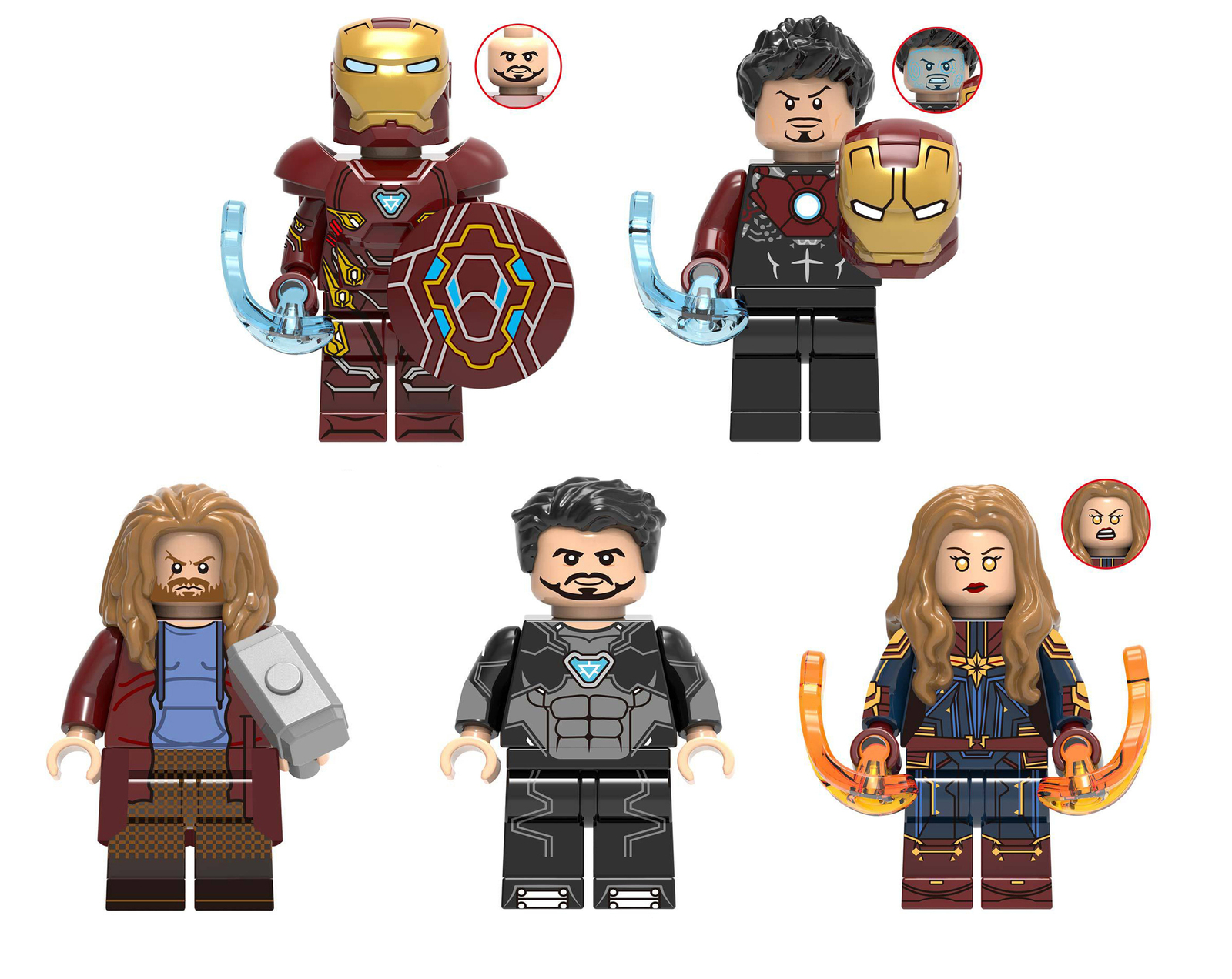 Marvel Supreheroes Movies 5 DIY Minifigures Iron-Man Thor Captain Tony Stark