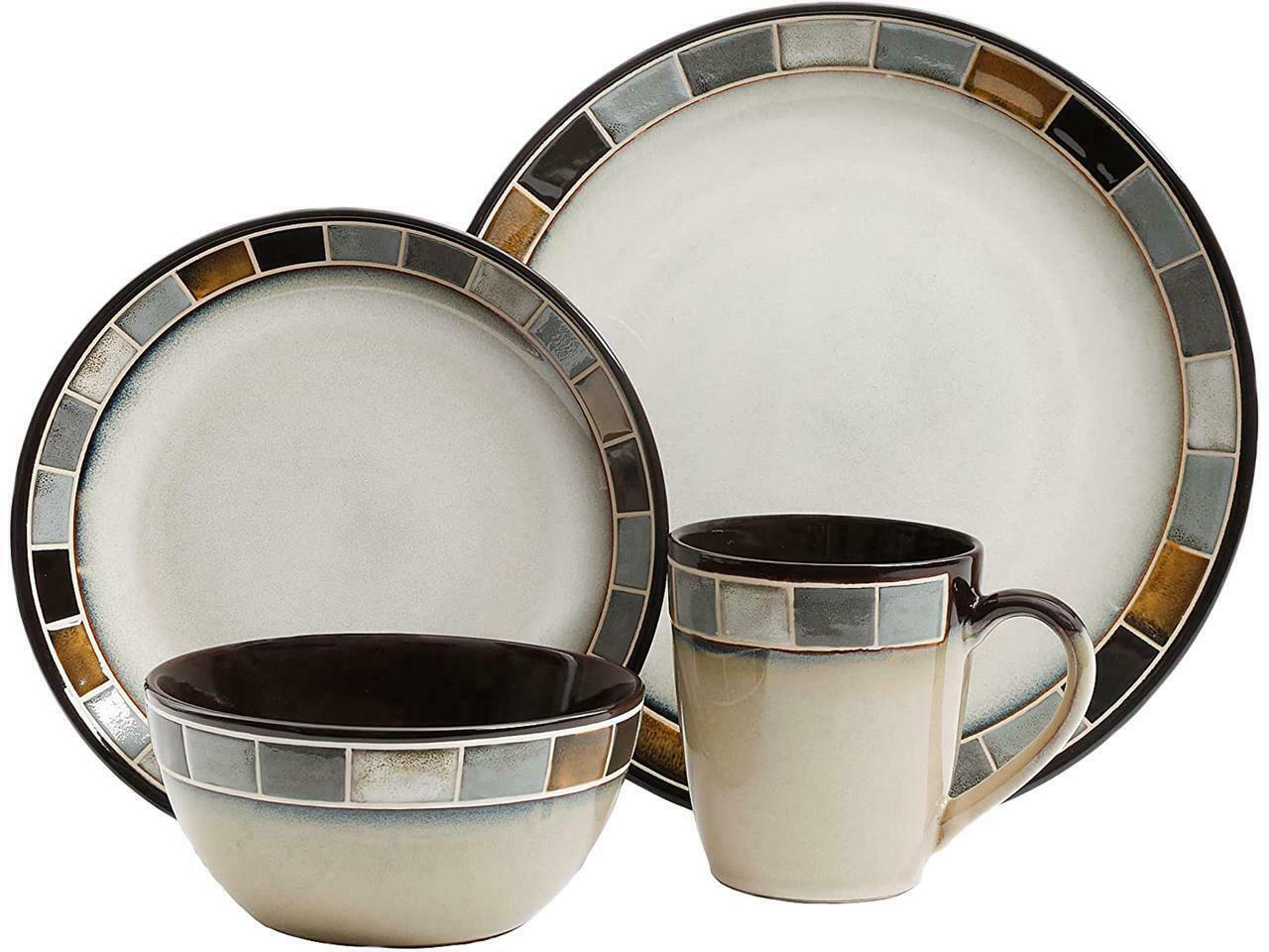 Gibson Elite Casa Roja Reactive Glaze 16Piece Dinnerware Set Cream & Red Dinnerware & Serveware