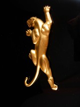 BIG Cat brooch / gold Jaguar / leopard pin /  Men lapel pin / womens sta... - $85.00