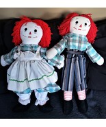 Vintage Large 1970&#39;s RAGGEDY ANN and ANDY Matching 23&quot; &amp; 25&quot; Fabric DOLLS - $115.00