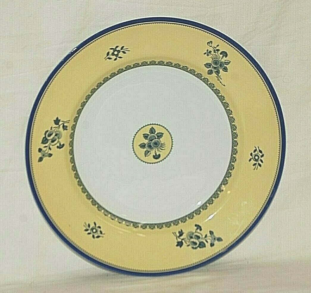 Albany by Spode 10-5/8 Dinner Plate Imperial Ware Yellow Rim Blue Flower England - $89.09