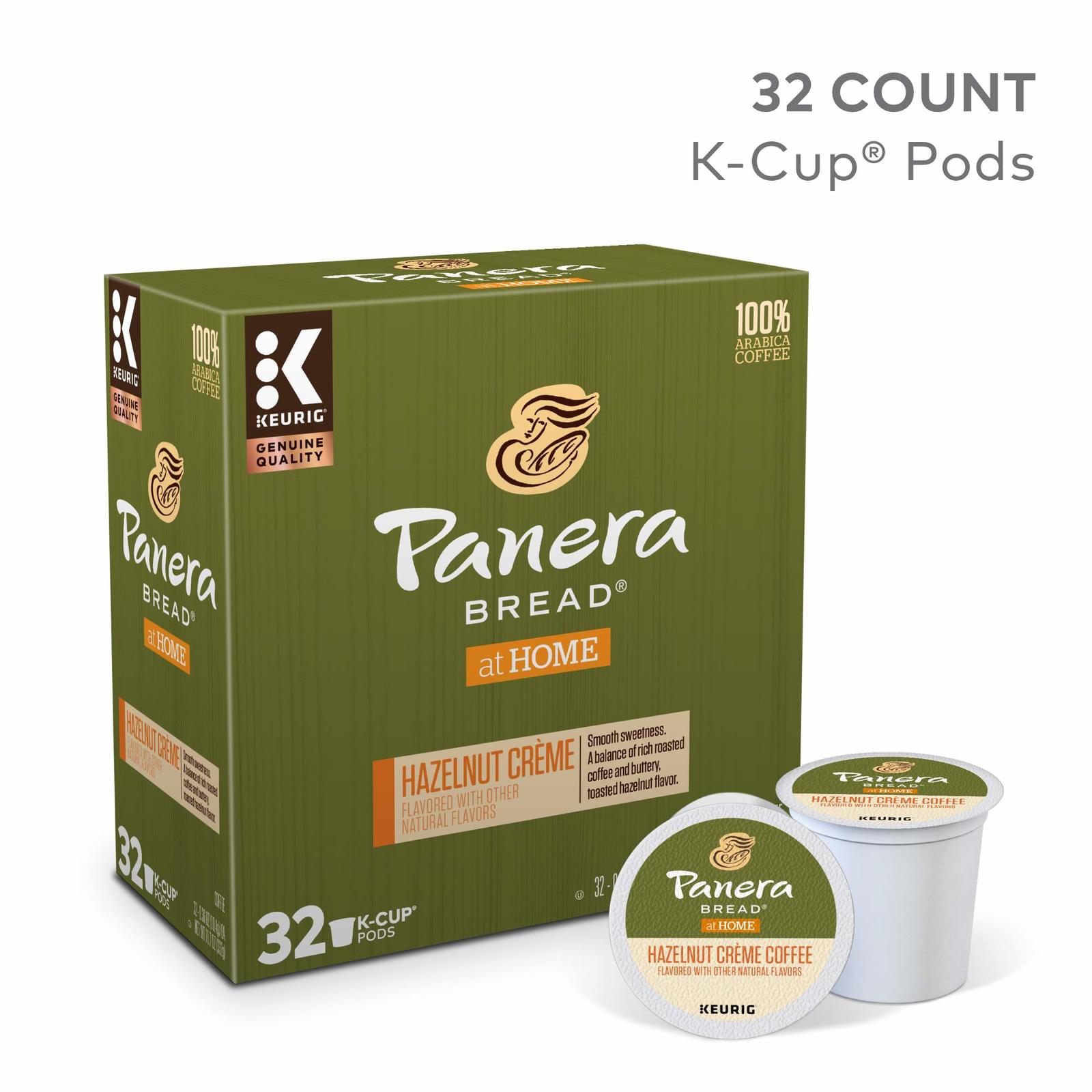 Panera Single Serve KCup Pod Flavored Coffee, Hazelnut Crème, 32 Count