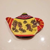 Bella Casa By Ganz Teabag Holder, Spoon Rest, Colorful Grapes Decor Ceramic image 1