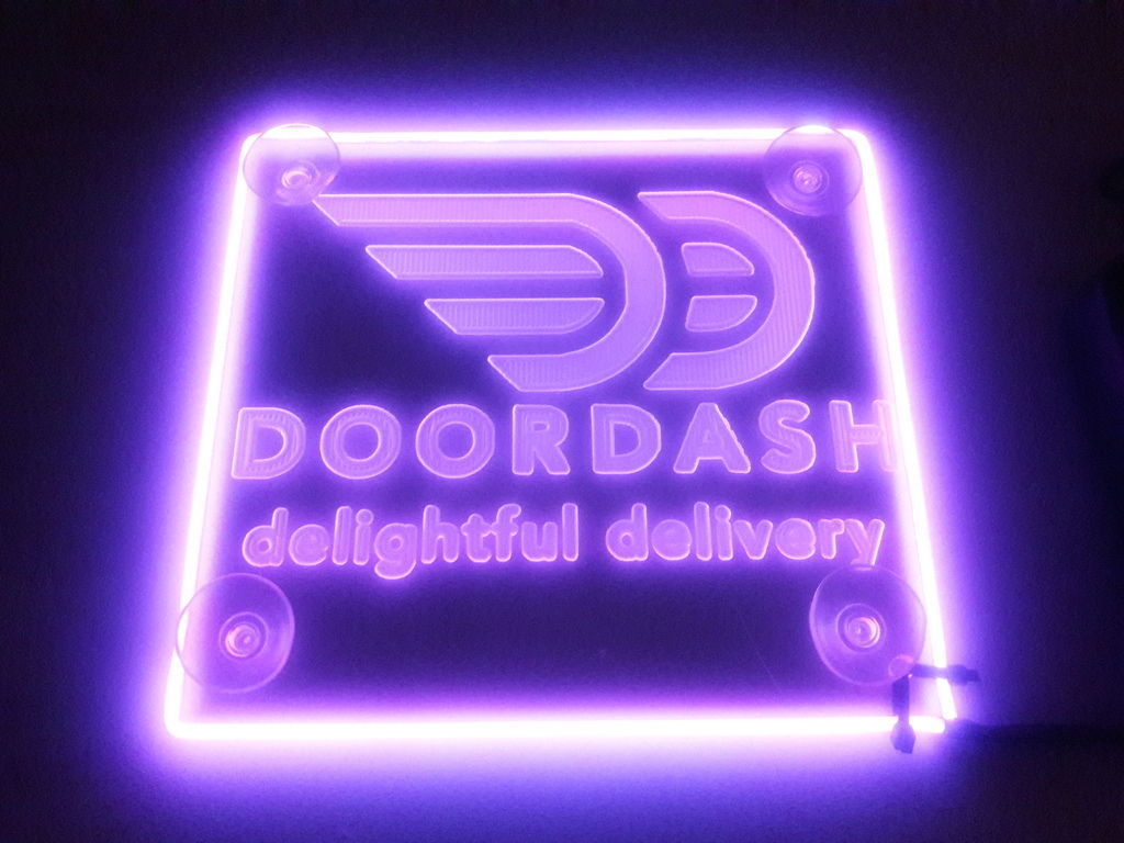 DoorDash delivery Acrylic logo Car Sign LED 3 Flash mode Engraving