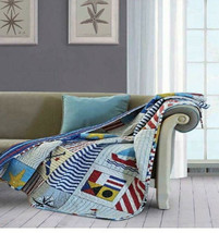 Anchors Away Reversible Soft Quilted Throw Nautical Blanket 50x60 in Virah Bella