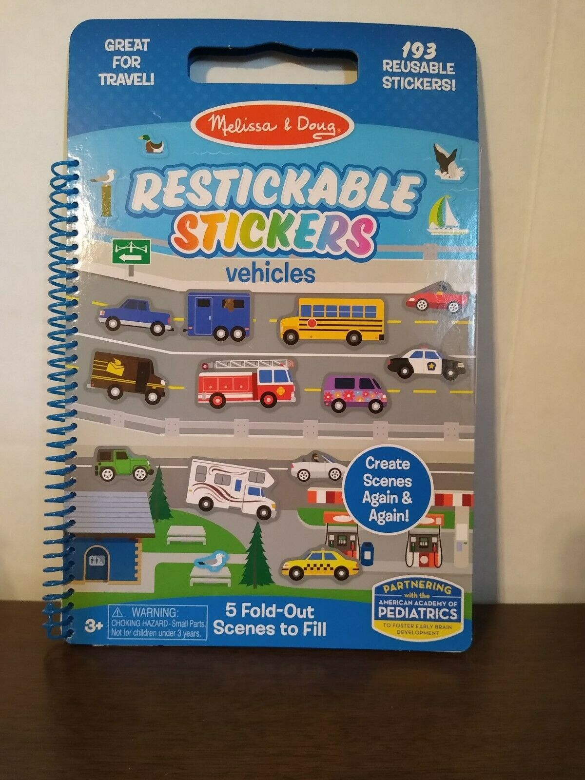 Melissa & Doug Restickable Stickers - Vehicles - 5 fold out scenes 193 stickers