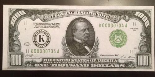 Reproduction United States 1928 Bill Federal Reserve Note, Dallas Texas