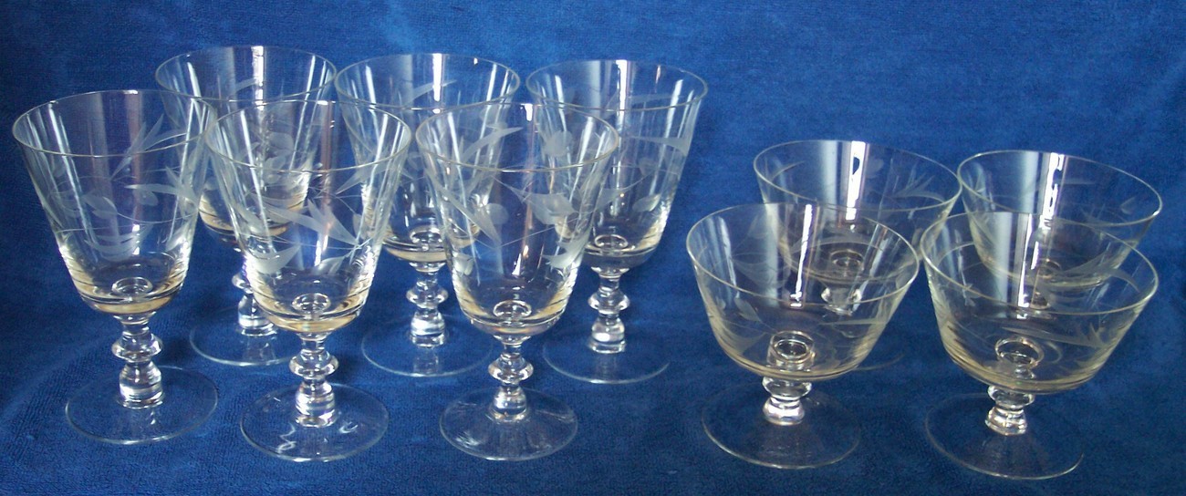 Vintage Cut Glass Wine Champagne Glasses Sherbet Quality Stemware Set ...