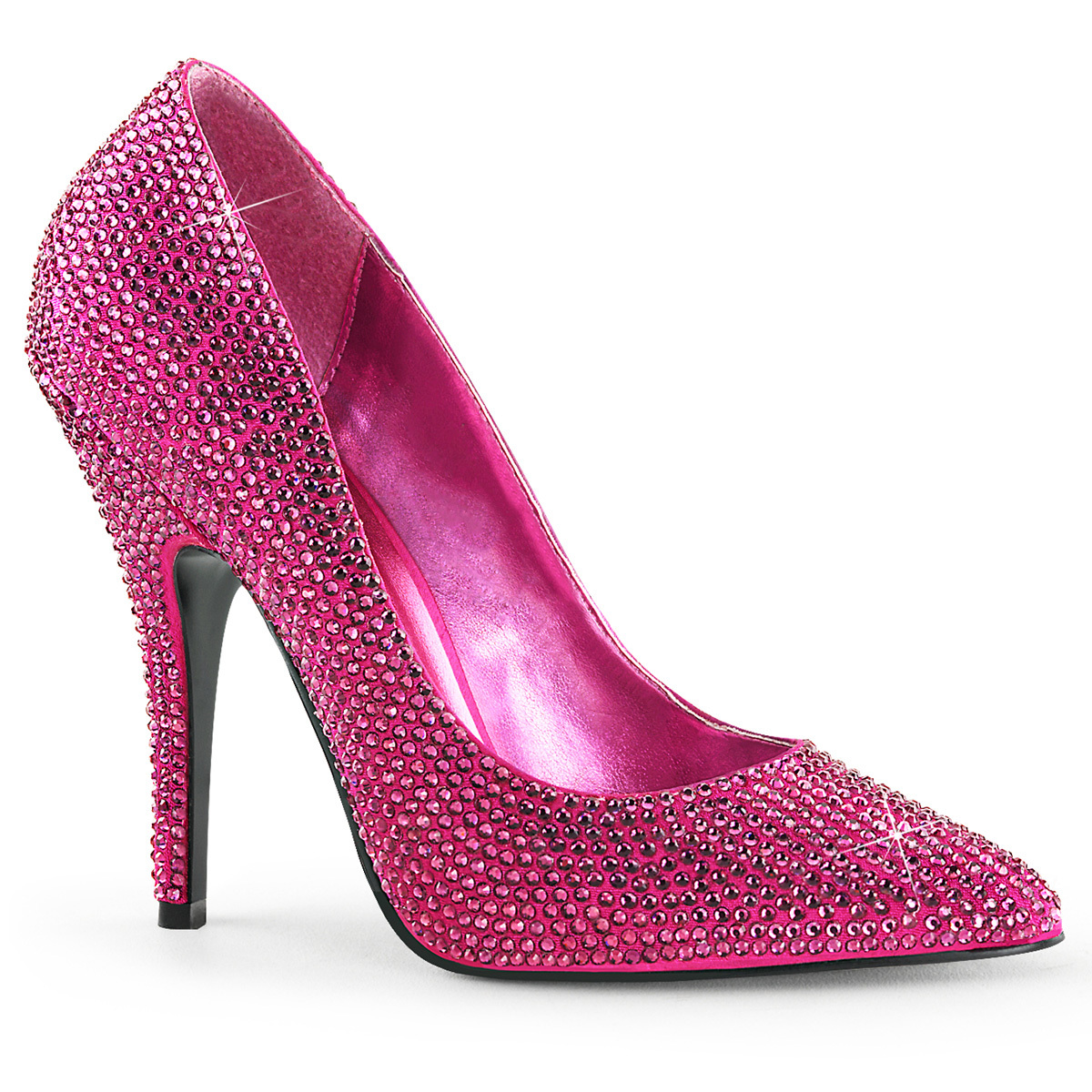PLEASER Seduce-420RS Series 5in Heel Pumps - Hot Pink Satin - Women's Shoes