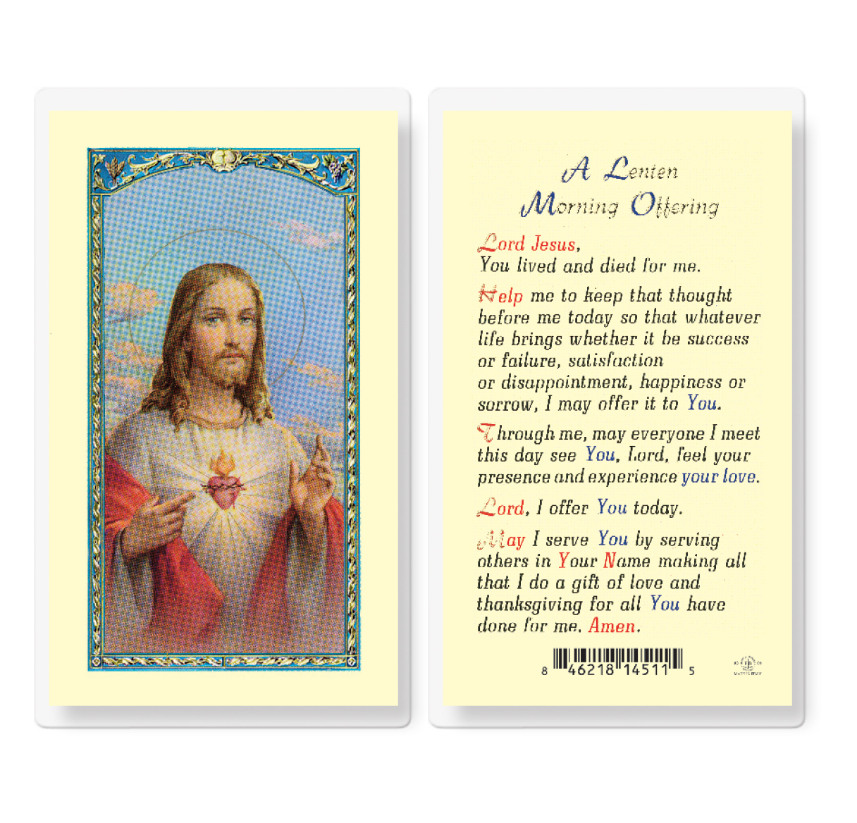 A Lenten Morning Offering Laminated Prayer Holy Card 25 Pack Holy Cards