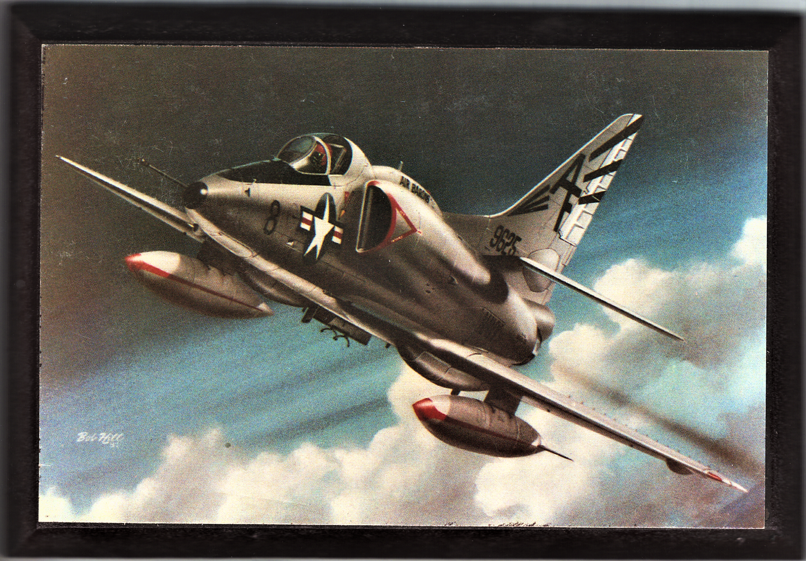 Primary image for 4" X 6" Wooden Plaque with a Print of a McDonnell Douglas A-4 (SKYHAWK)