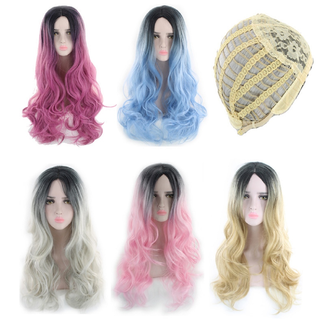 Cosplay Heat Resistant Hair Wigs Long Body Wave 26inches Ombre Color