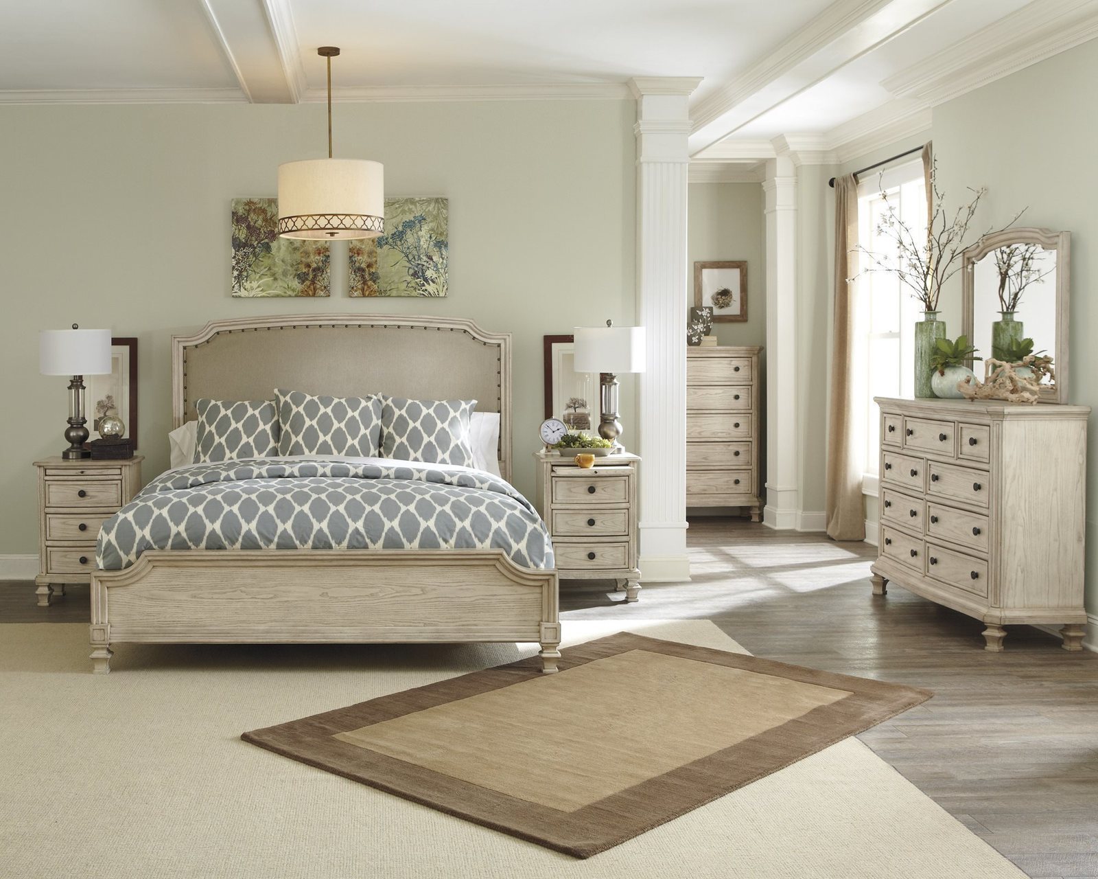 Ashley Demarlos 5PC Bedroom Set Cal King Upholstered Bed One Nightstand