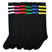 Angelina Referee Knee High Socks 6 Pairs Color Stripes Per Pack 2539BS-BLK