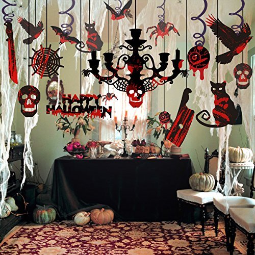 UNOMOR Halloween Hanging Decorations, Creepy Swirl Ceiling Party