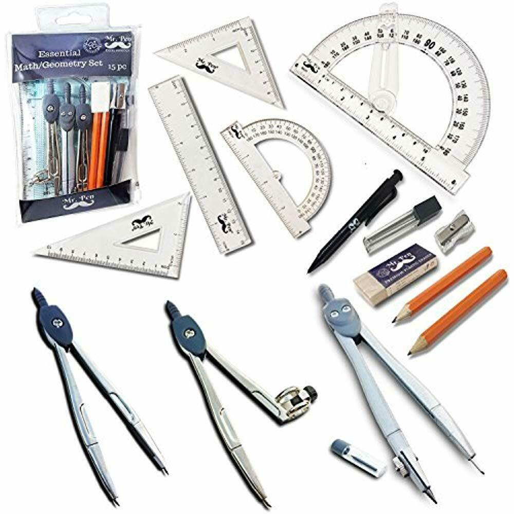 15 Pcs Compass Math Geometry Set Measurement Accurate Durable