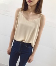 WHITE Summer Chiffon Top Sleeveless V-Neck Chiffon Tank Wedding Bridesmaid Tops  image 8