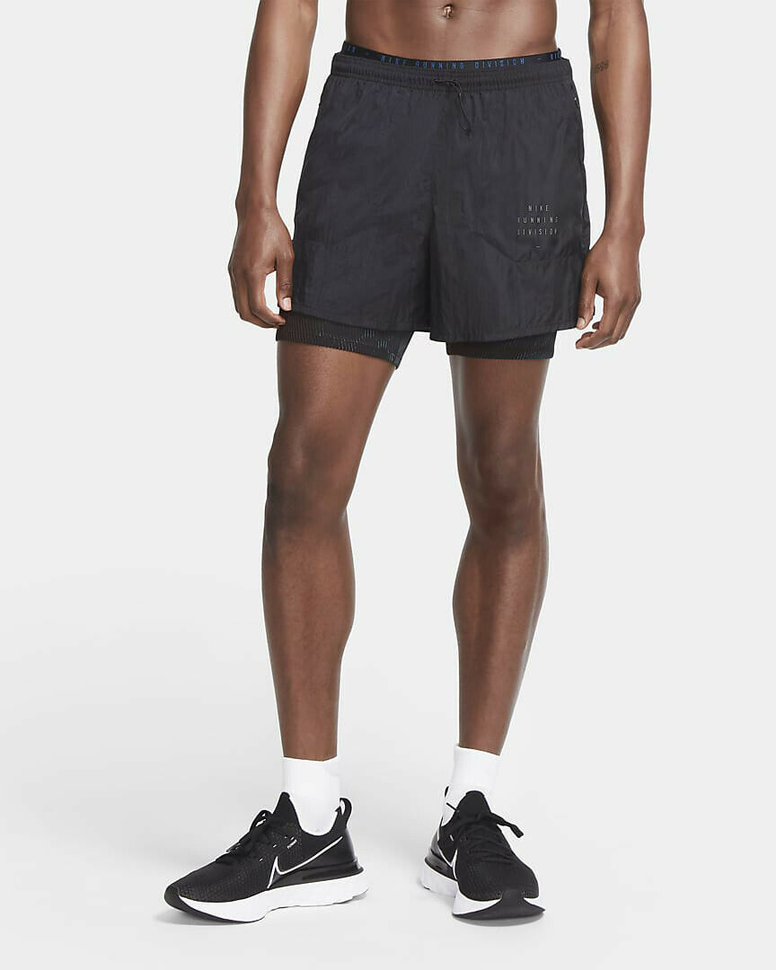 Nike Run Division 3-In-1 Running Shorts-1/2 tight-Lined. Blk/Blk. Mns ...