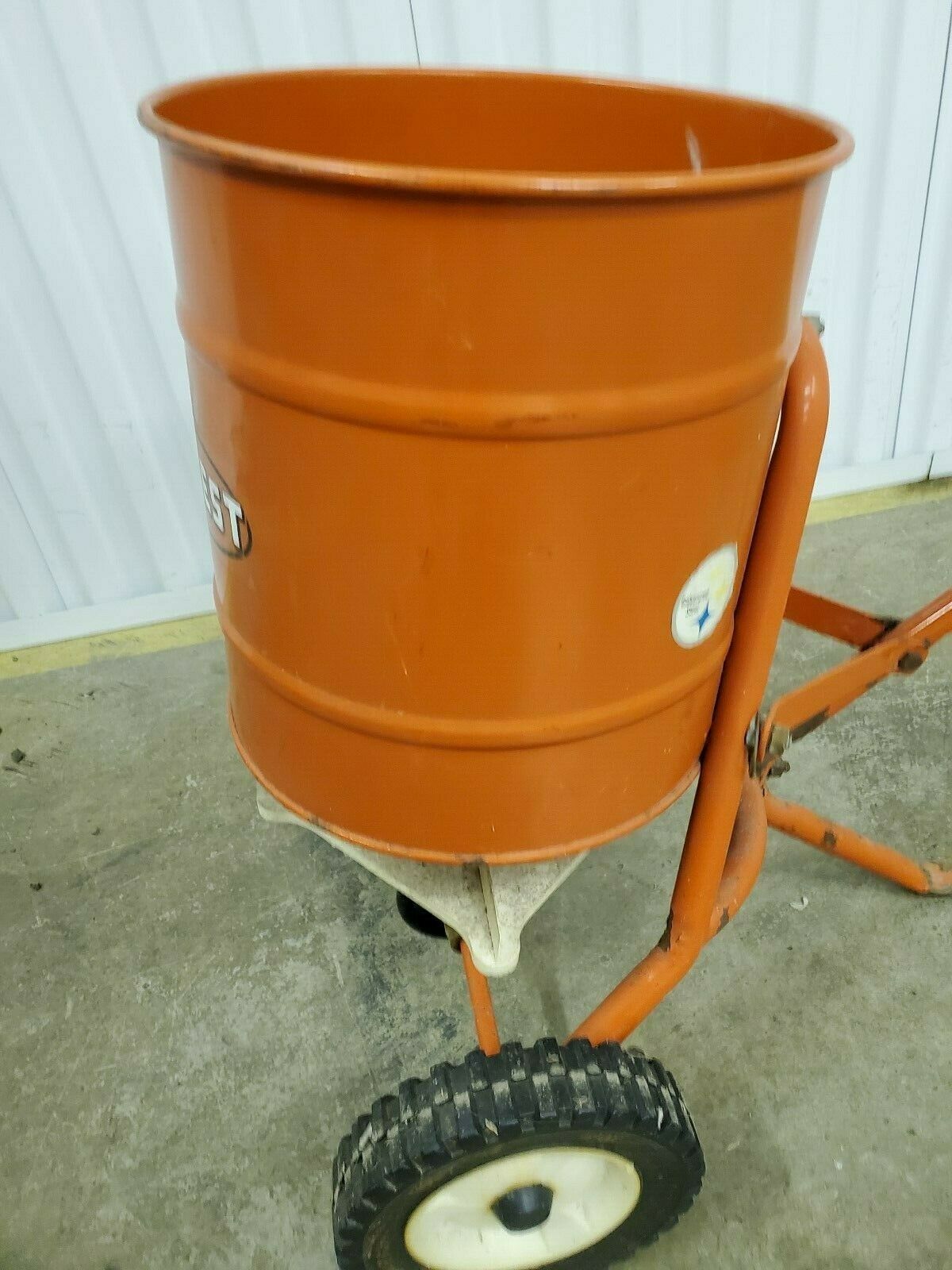 Vintage Cyclone Seeder Tru Test Seed Fertlizer Spreader Orange Barrel