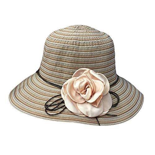 PANDA SUPERSTORE Flower Wide Brim Beach Hat Summer Foldable Sun Hat Straw Hats f