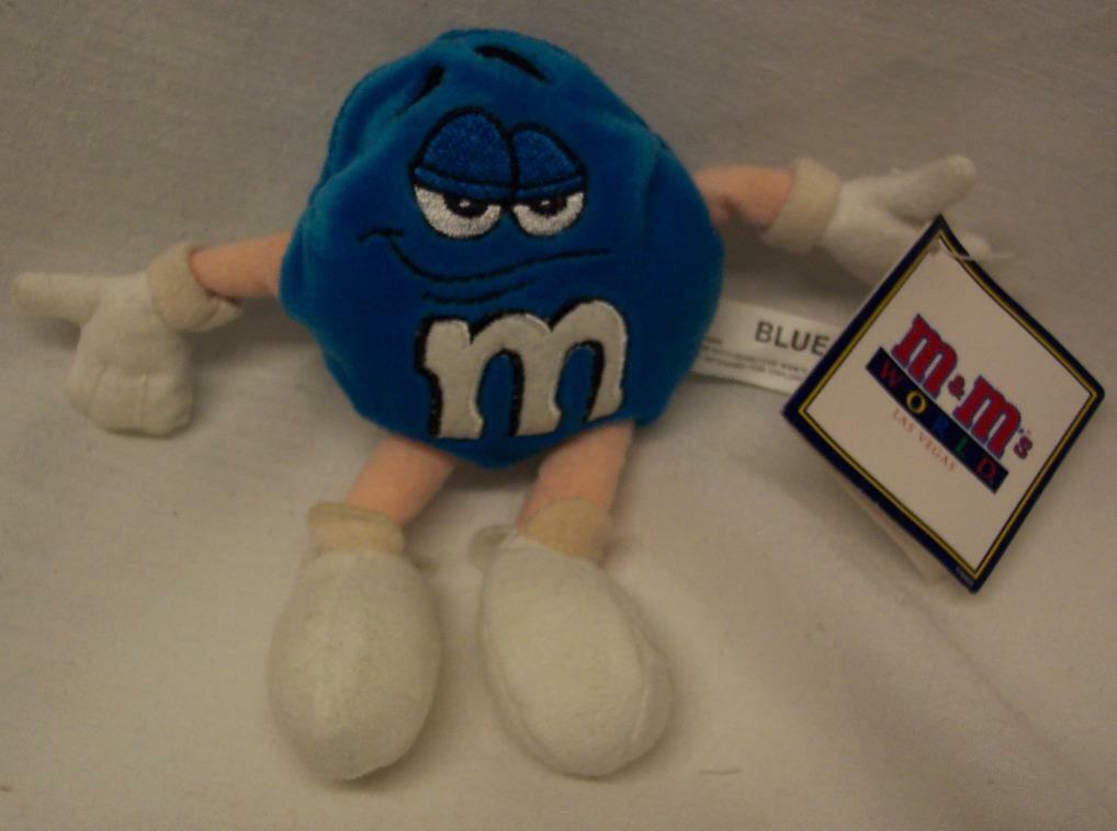 M&M's World Las Vegas BLUE M&M CHARACTER 6" Bean Bag STUFFED Toy NEW
