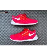Nike Womens Free 5.0 642199-601 Red White Neon Running Shoes Sneakers Size 8.5 - $49.49