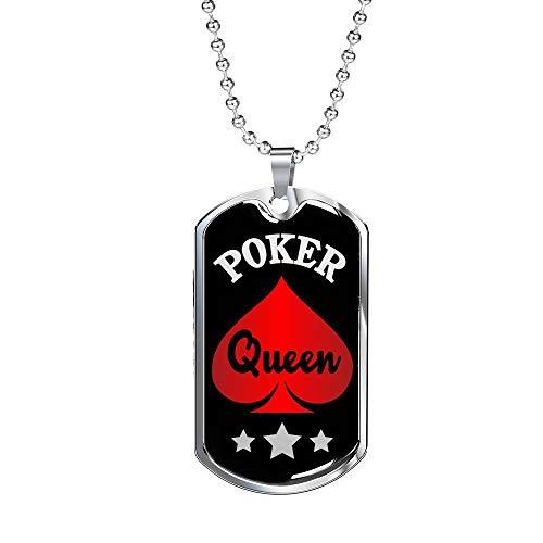 Express Your Love Gifts Casino Poker Poker Queen Dog Tag Engraved Stainless Stee