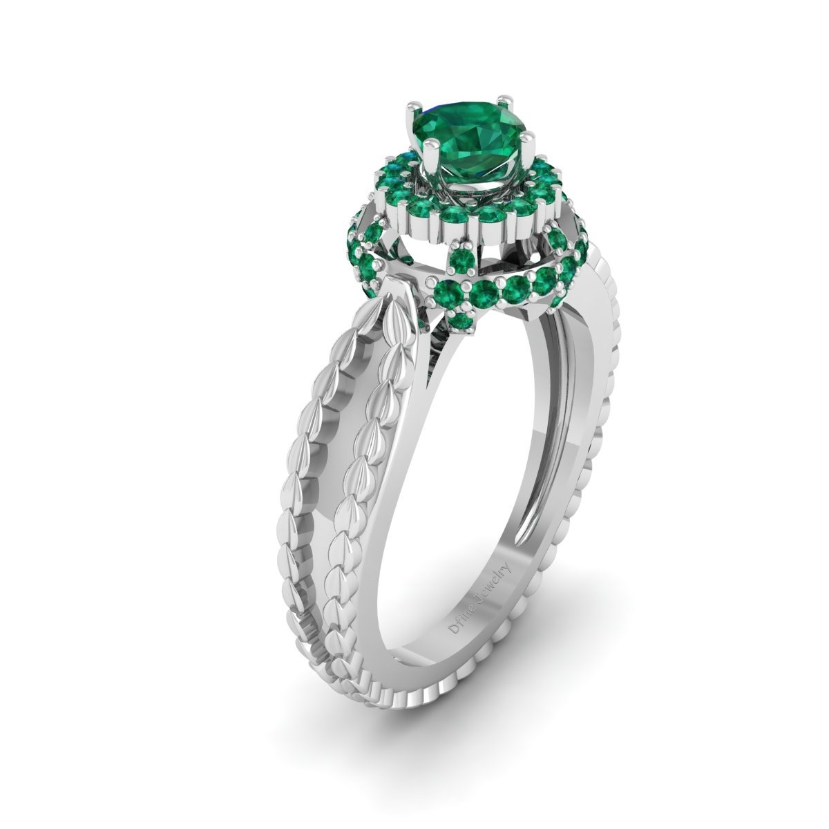 Cushion Cut Green Emerald Double Halo Wedding Ring For Women 925 Sterling Silver