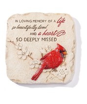Cardinal Memorial Stepping Stone or Wall Plaque w Sentiment Square Cement image 1
