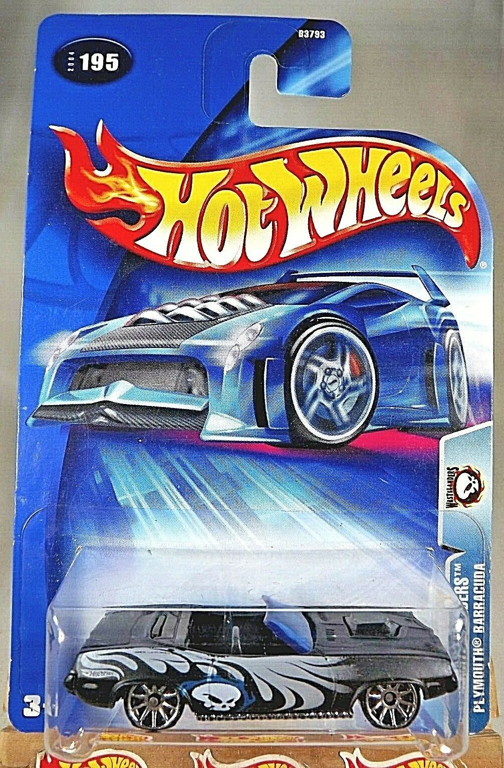 2004 Hot Wheels #195 Wastelanders PLYMOUTH BARRACUDA Black w/10 Sp ...