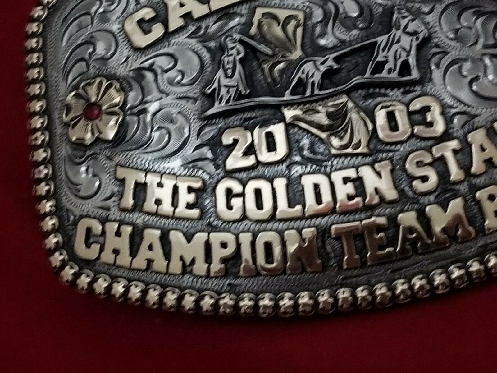 2003 RODEO VINTAGE TROPHY BELT BUCKLESAN DIEGO CALIFORNIA TEAM ROPING